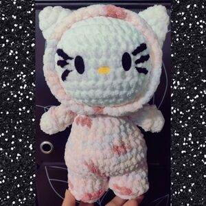 Crochet Plush Cat In Pajamas